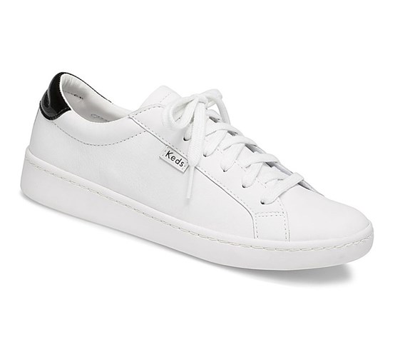 Keds Ace Mirror Pelle Scarpe Stringate Donna Bianche Nere | ZEIRX-6301
