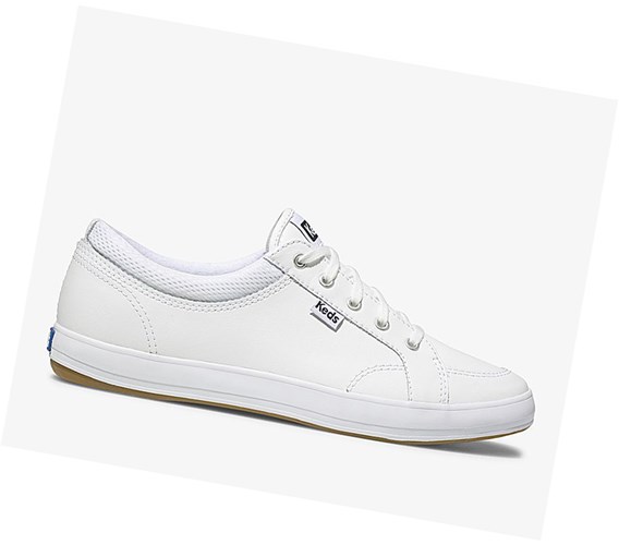 Keds Center Pelle Scarpe Stringate Donna Bianche | VURFW-2586