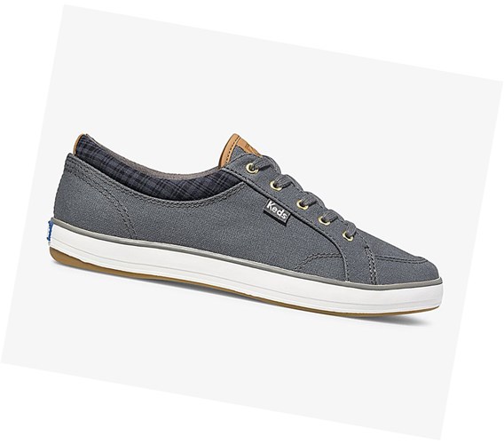 Keds Center Waxed Tela Comfort Scarpe Stringate Donna Grigie Profondo | NJSLT-4679