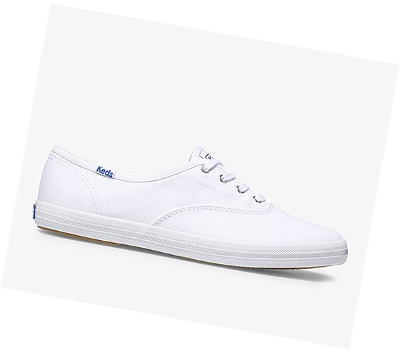 Keds Champion Tela Originali Scarpe Stringate Donna Bianche | FHCAI-3710