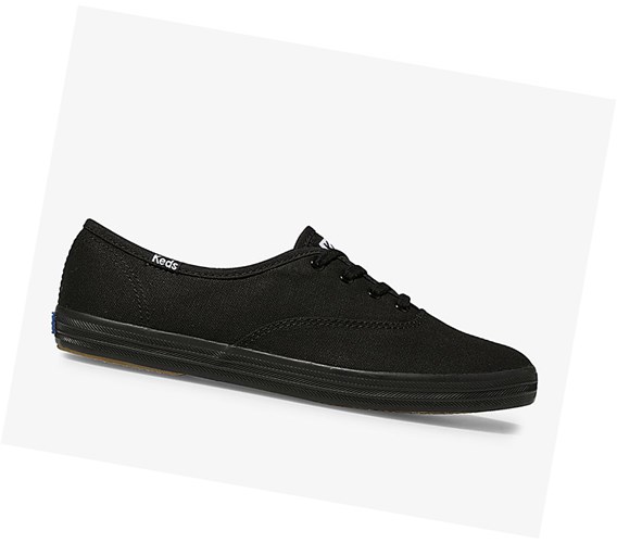 Keds Champion Tela Originali Scarpe Stringate Donna Nere | INZAW-2618