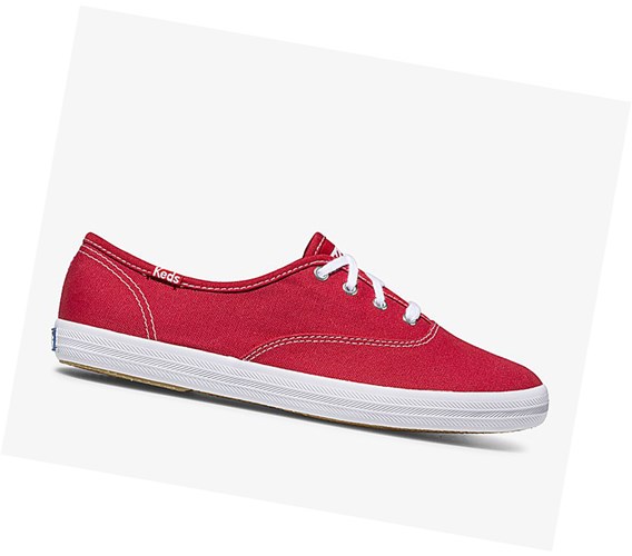 Keds Champion Tela Originali Scarpe Stringate Donna Rosse | TNJUV-2864
