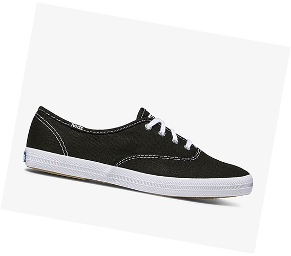 Keds Champion Tela Originali Scarpe Stringate Donna Nere | TZALI-8795