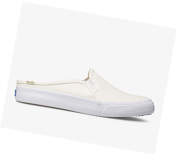 Keds Double Decker Mule Pelle Scarpe Slip On Donna Bianche | LNVJD-5219