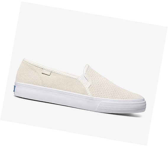 Keds Double Decker Perf Scamosciate Comfort Scarpe Slip On Donna Bianche | NDVJQ-3081