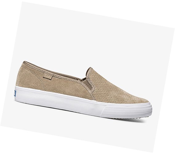 Keds Double Decker Perf Scamosciate Comfort Scarpe Slip On Donna Marroni | QSAGX-4352