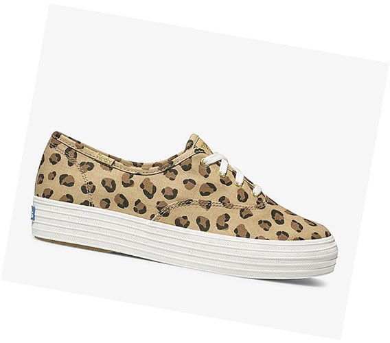 Keds Triple Leopard Scarpe Stringate Donna Marroni | RDFWK-4081