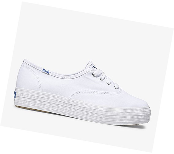 Keds Triple Scarpe Stringate Donna Bianche | KDELC-6394