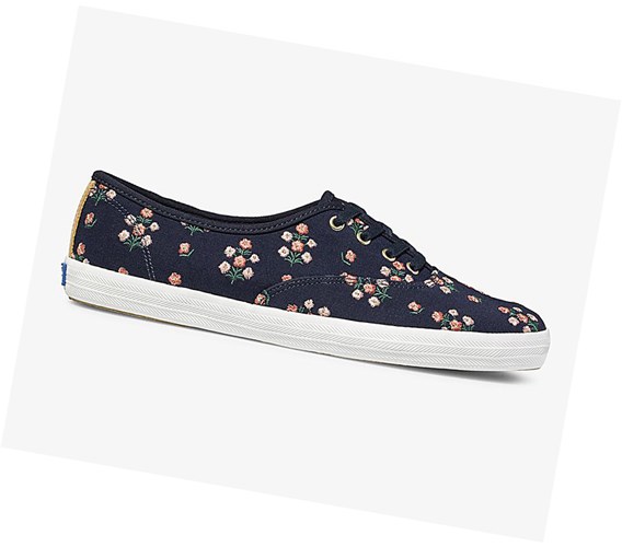 Keds x Rifle Paper Co Champion Posy Embroidered Scarpe Stringate Donna Blu Marino | MINHL-4591