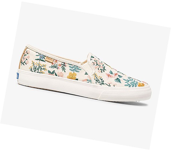 Keds x Rifle Paper Co Double Decker Wildflower Embroidered Scarpe Slip On Donna Beige | FJWME-2891