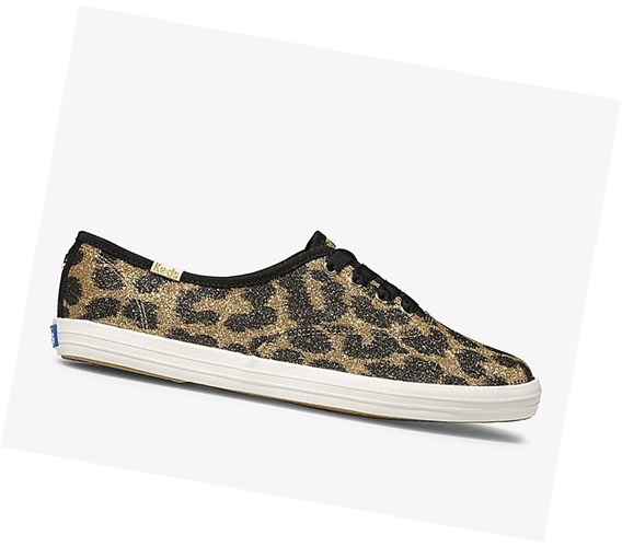 Keds x kate spade new york Champion Glitter Leopard Scarpe Stringate Donna Marroni | DMEAC-6105