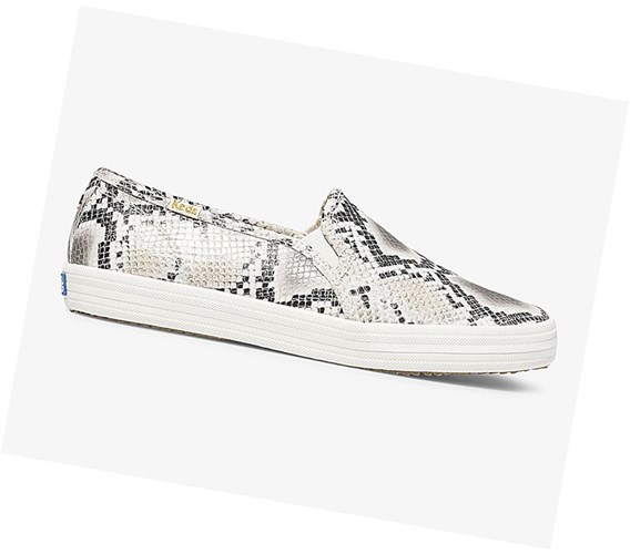 Keds x kate spade new york Double Decker Snake Pelle Scarpe Stringate Donna Crema Nere | JZUHG-5637