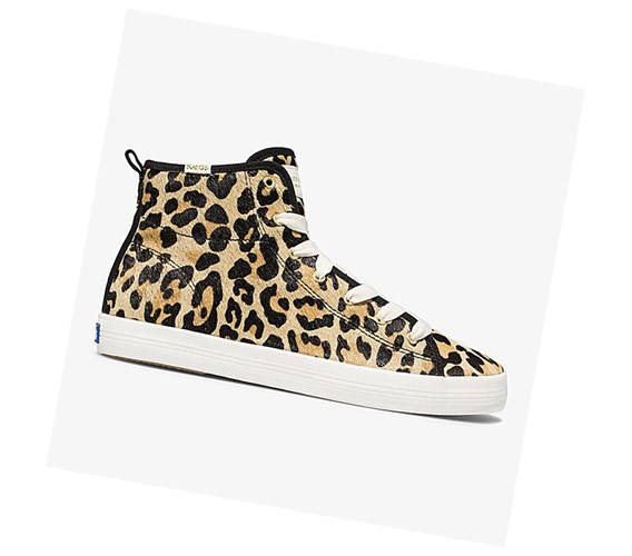 Keds x kate spade new york Kickstart Hi Leopard Calf Hair Scarpe Stringate Donna Marroni Colorate | KFHAZ-2781