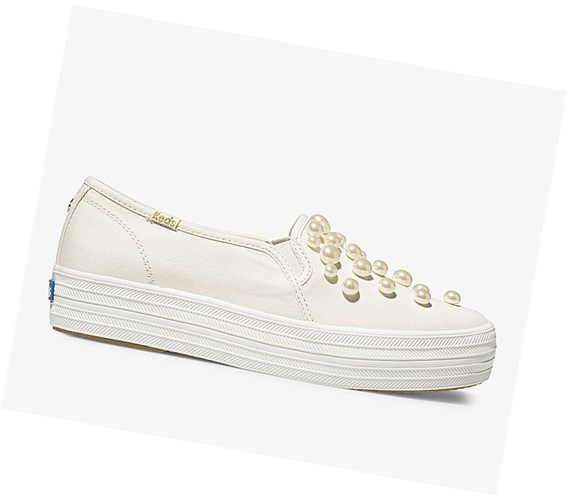 Keds x kate spade new york Triple Decker Pearls Wedding Scarpe Slip On Donna Bianche | BGSMK-9783
