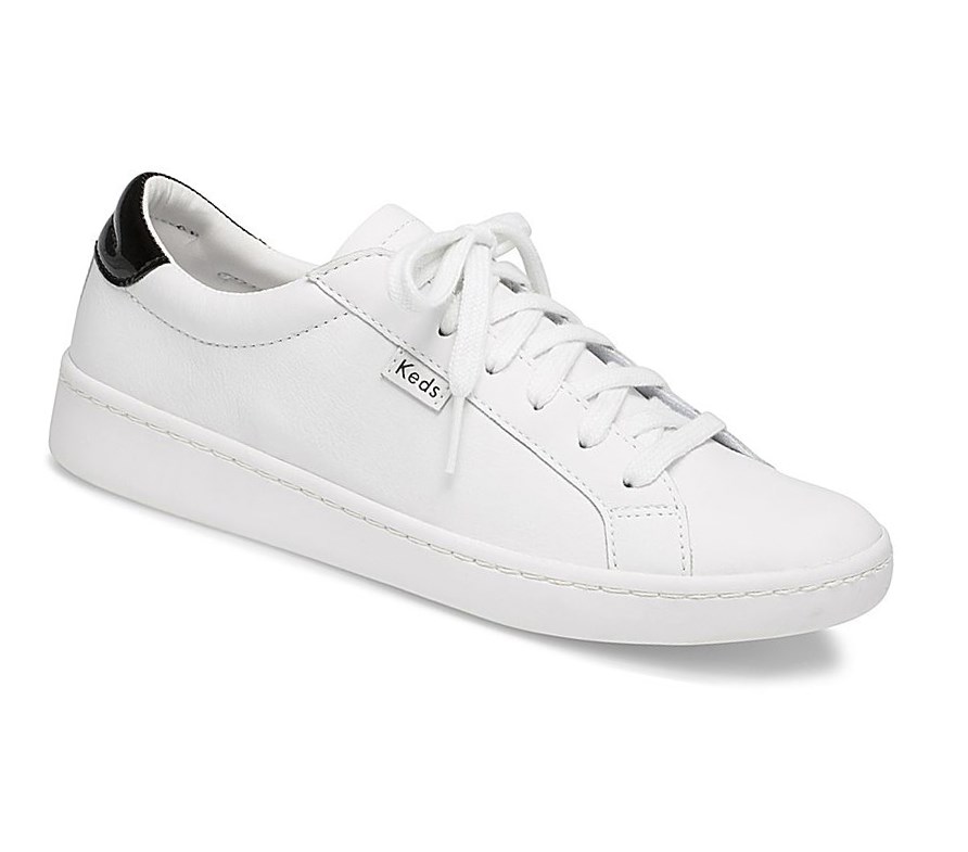 Keds Ace Mirror Pelle Scarpe Stringate Donna Bianche Nere | ZEIRX-6301
