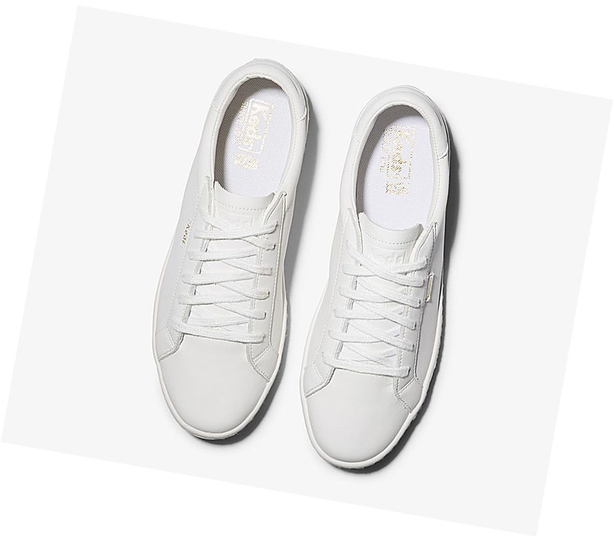 Keds Ace Pelle Scarpe Stringate Donna Bianche | YWPFA-1385