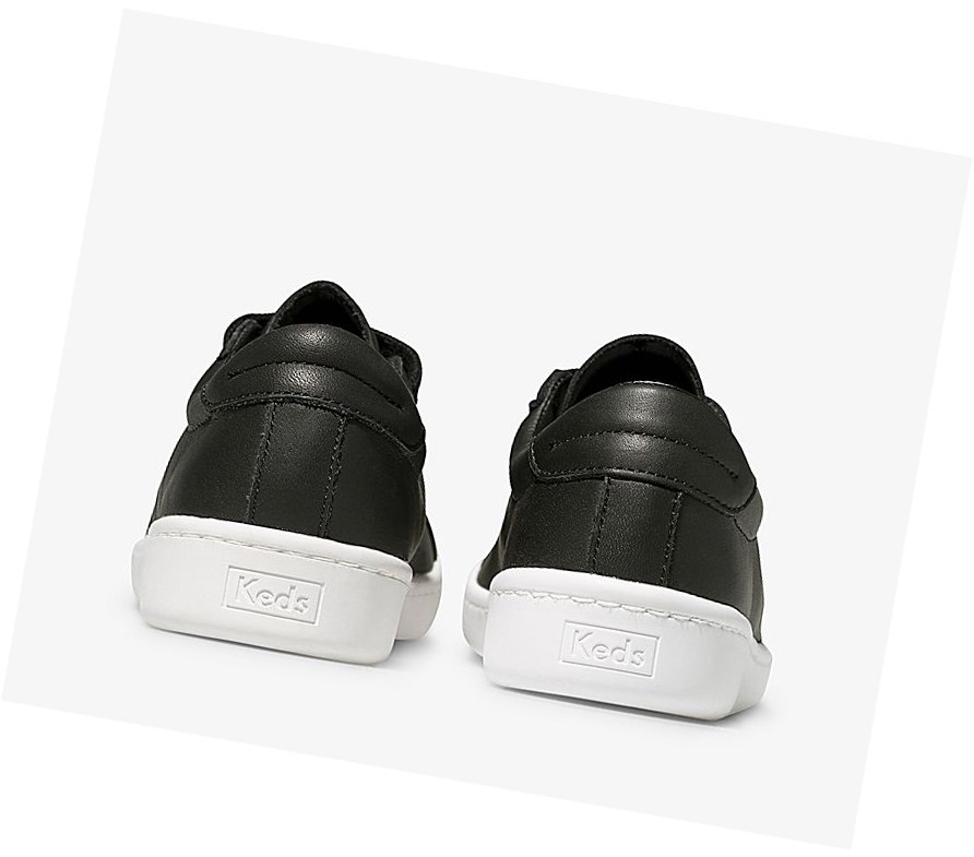 Keds Ace Pelle Scarpe Stringate Donna Nere | HAFZD-5078