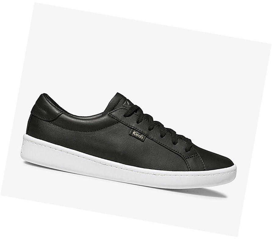 Keds Ace Pelle Scarpe Stringate Donna Nere | HAFZD-5078