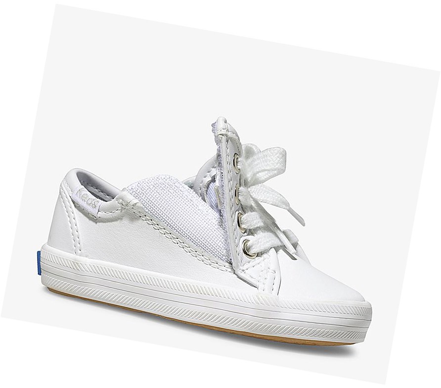 Keds Big Kid Kickstart Core Jr. Pelle Scarpe Casual Bambino Bianche | OUHKB-6243