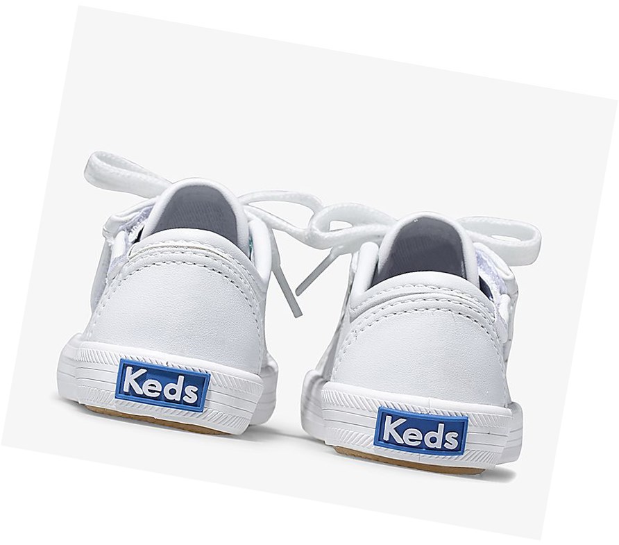 Keds Big Kid Kickstart Core Jr. Pelle Scarpe Casual Bambino Bianche | OUHKB-6243