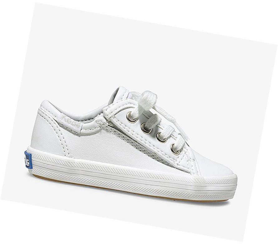 Keds Big Kid Kickstart Core Jr. Pelle Scarpe Casual Bambino Bianche | OUHKB-6243