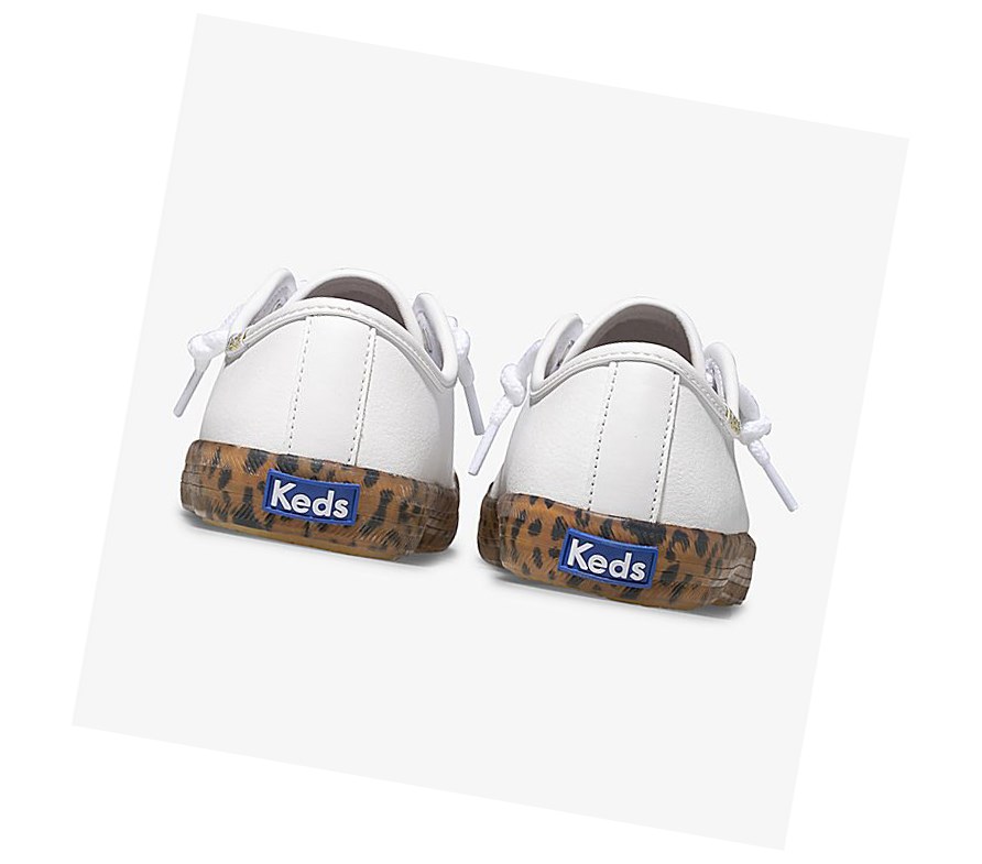 Keds Big Kid Kickstart Leopard Foxing Scarpe Da Ginnastica Bambino Bianche | HZJPF-1632