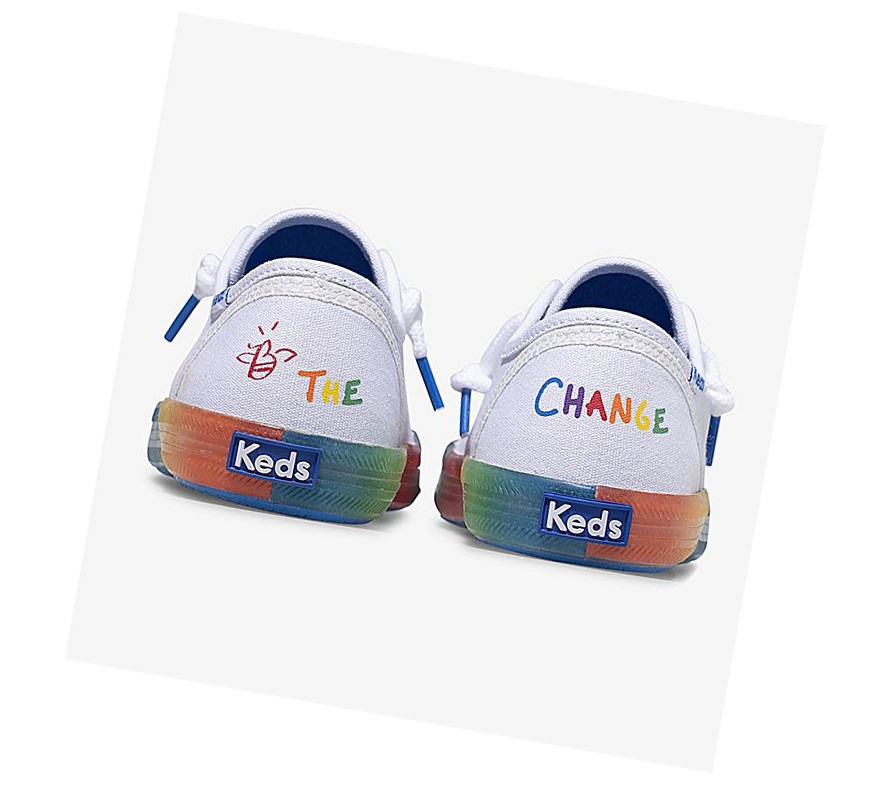 Keds Big Kid PWR GRL Kickstart Scarpe Da Ginnastica Bambino Bianche Colorate | VMGSY-4619