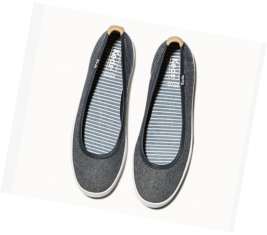 Keds Bryn Chambray Comfort Scarpe Slip On Donna Blu Marino | ASYVJ-3085