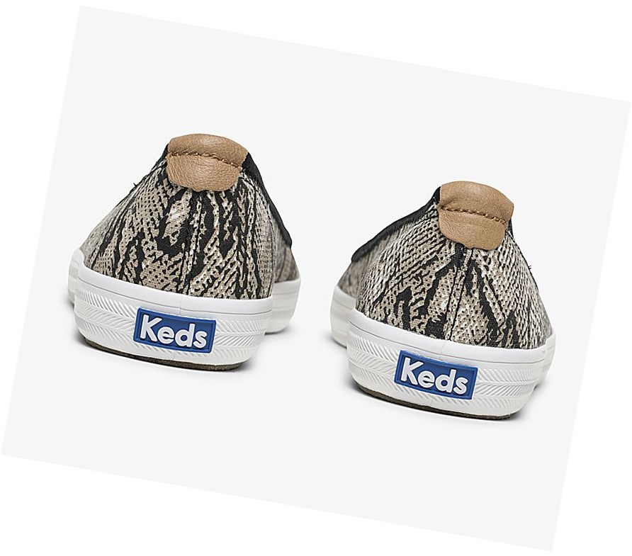 Keds Bryn Snake Scarpe Slip On Donna Crema Nere | OUFNR-0924