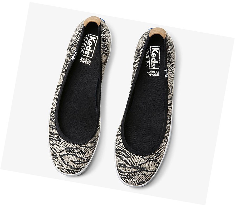 Keds Bryn Snake Scarpe Slip On Donna Crema Nere | OUFNR-0924