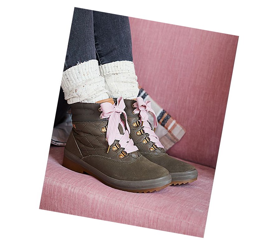 Keds Camp Boot Acqua Stivali Stringati Donna Verde Oliva | ETZGD-2061