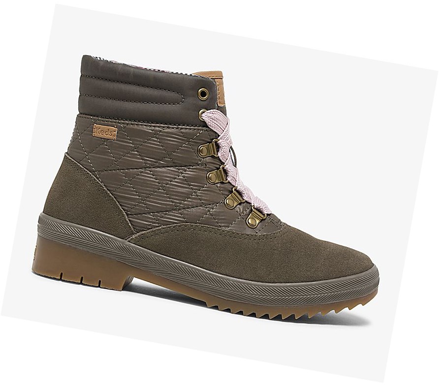 Keds Camp Boot Acqua Stivali Stringati Donna Verde Oliva | ETZGD-2061