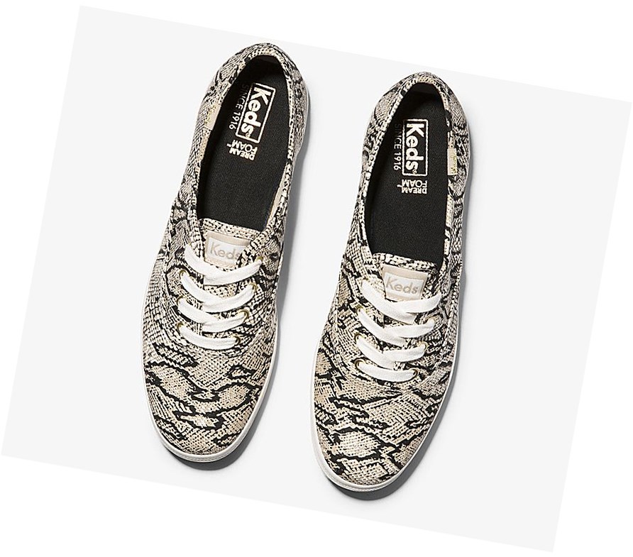 Keds Champion Animal Scarpe Stringate Donna Crema Serpent | AXZKW-8502