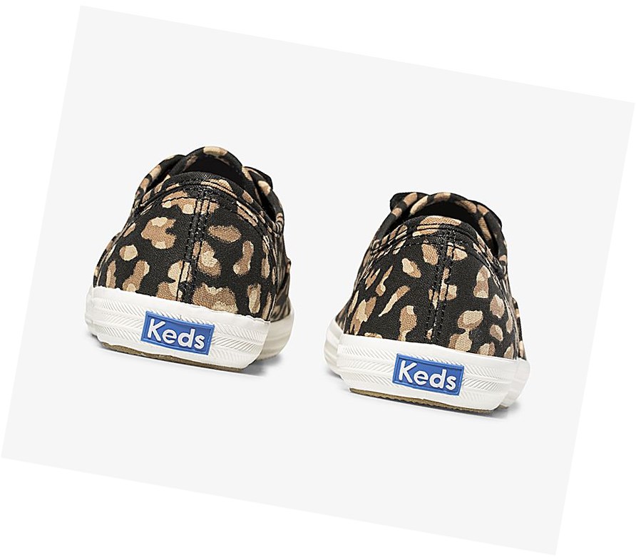 Keds Champion Animal Scarpe Stringate Donna Nere Leopardate | VUSWZ-3126