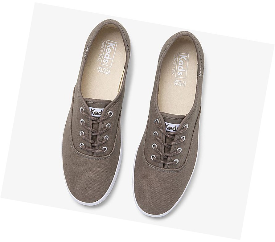 Keds Champion Fall Solids Scarpe Stringate Donna Verde Oliva | JGSZQ-5913