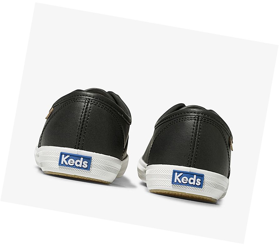 Keds Champion Luxe Pelle Scarpe Stringate Donna Nere | GTLSU-2786