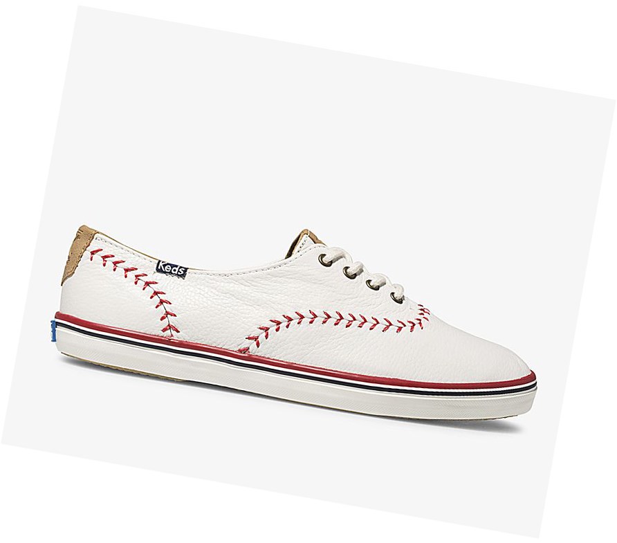 Keds Champion Pennant Pelle Scarpe Stringate Donna Bianche | FMIGQ-3246