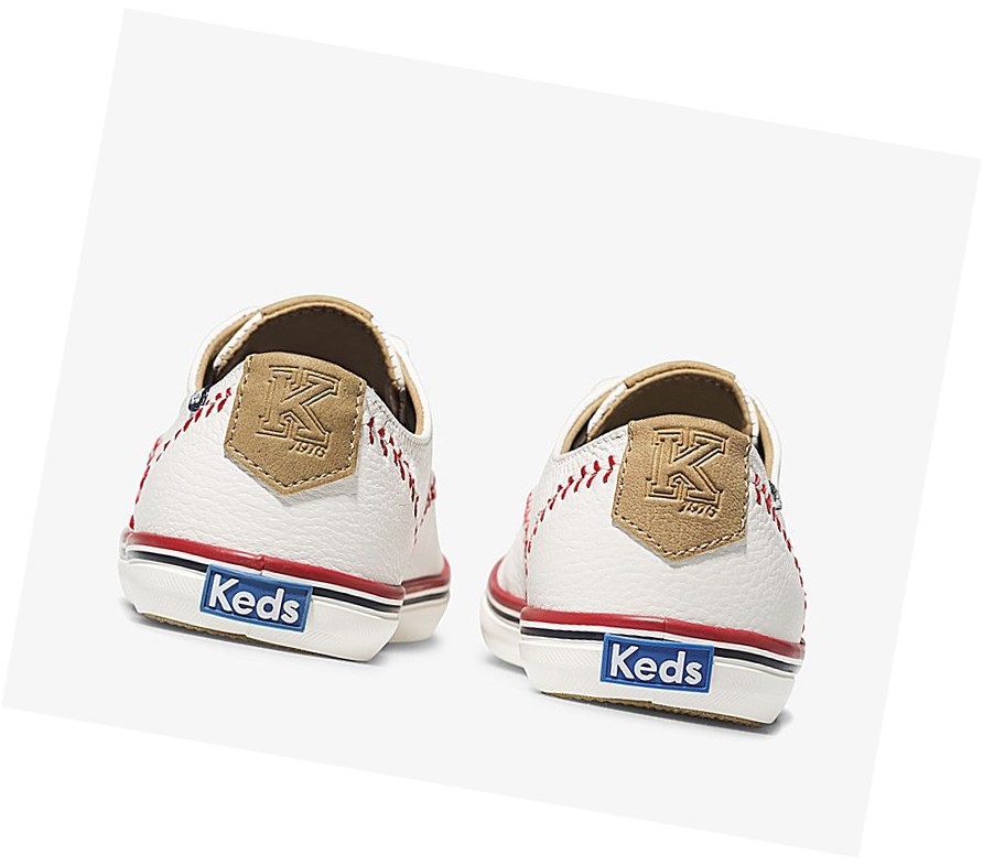Keds Champion Pennant Pelle Scarpe Stringate Donna Bianche | NPYXT-8461