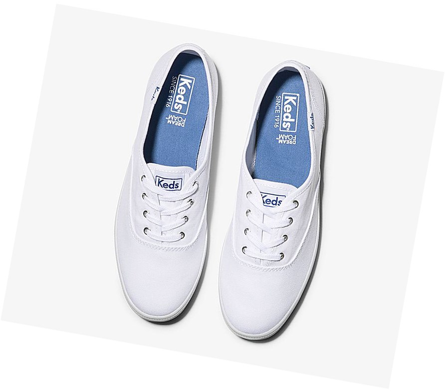 Keds Champion Tela Originali Scarpe Stringate Donna Bianche | FHCAI-3710