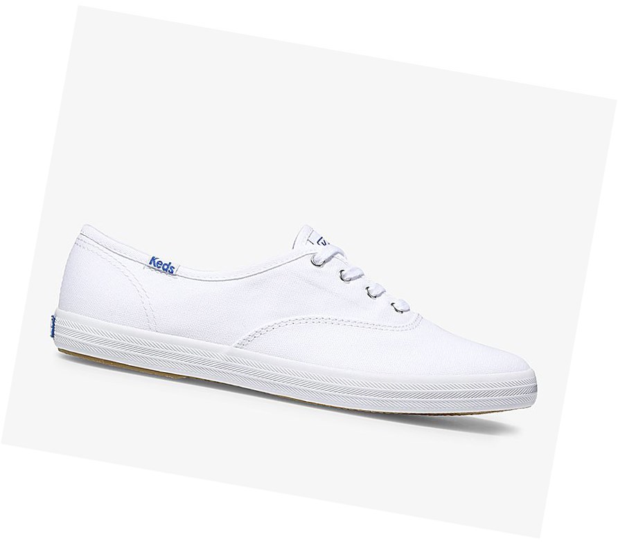 Keds Champion Tela Originali Scarpe Stringate Donna Bianche | FHCAI-3710