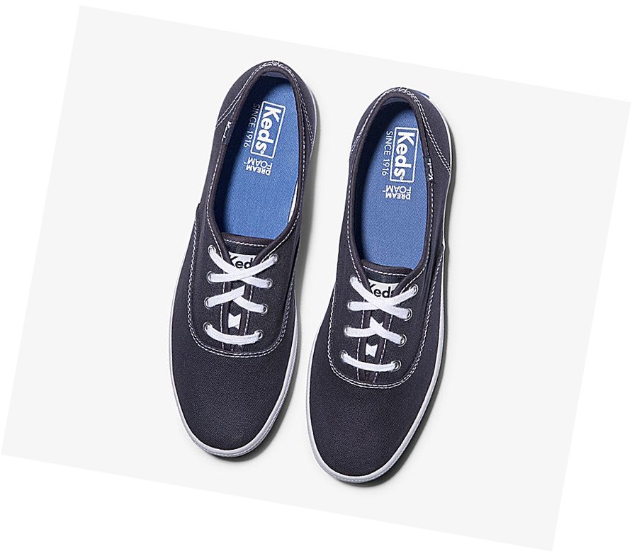 Keds Champion Tela Originali Scarpe Stringate Donna Blu Marino | FIZNJ-7564
