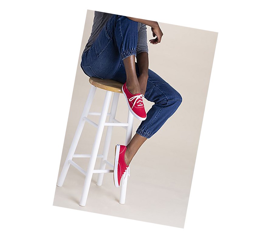 Keds Champion Tela Originali Scarpe Stringate Donna Rosse | TNJUV-2864