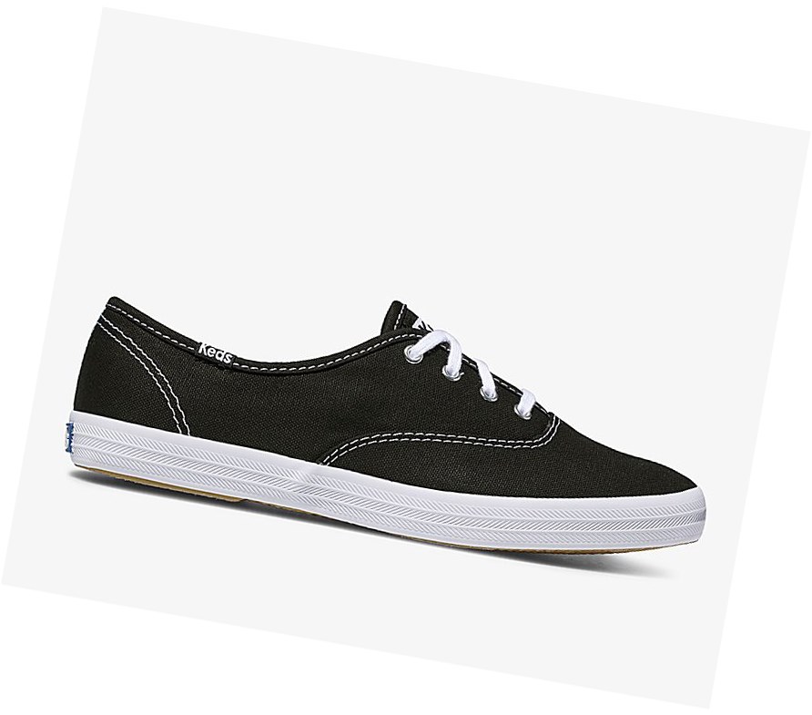 Keds Champion Tela Originali Scarpe Stringate Donna Nere | TZALI-8795