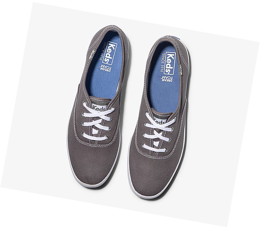 Keds Champion Tela Originali Scarpe Stringate Donna Grigie Profondo | VKIDM-3579