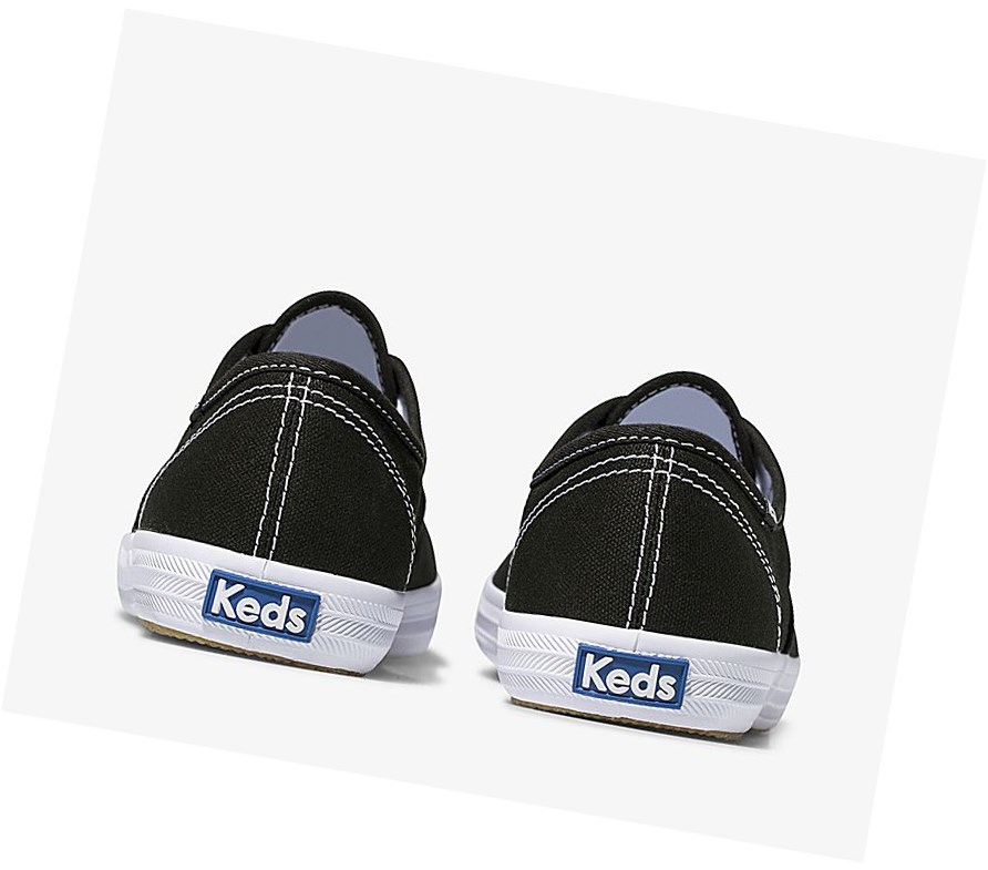 Keds Champion Tela Originali Scarpe Stringate Donna Nere | VTXIQ-6943