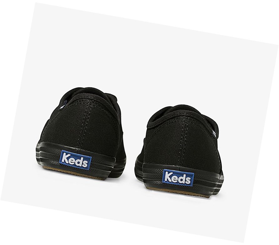 Keds Champion Tela Originali Scarpe Stringate Donna Nere | YMAUJ-5094