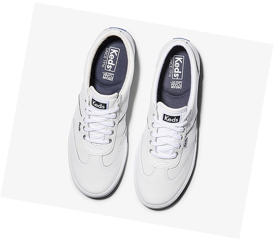 Keds Courty Pelle Comfort Scarpe Stringate Donna Bianche | DSNZC-3678