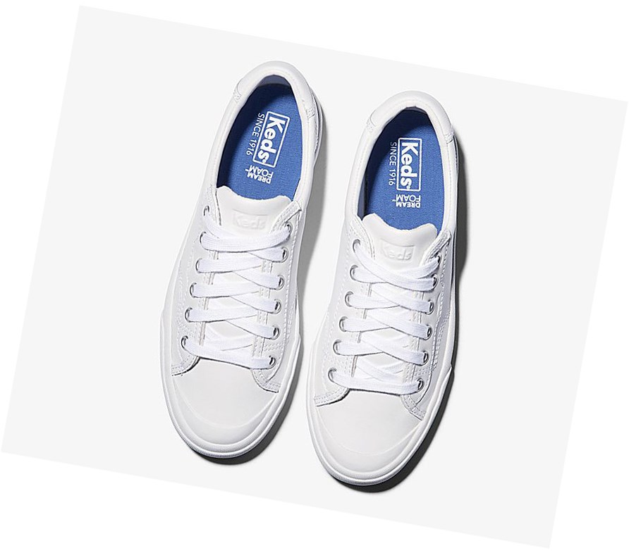 Keds Crew Kick 75 Pelle Scarpe Stringate Donna Bianche | WTSDE-7214