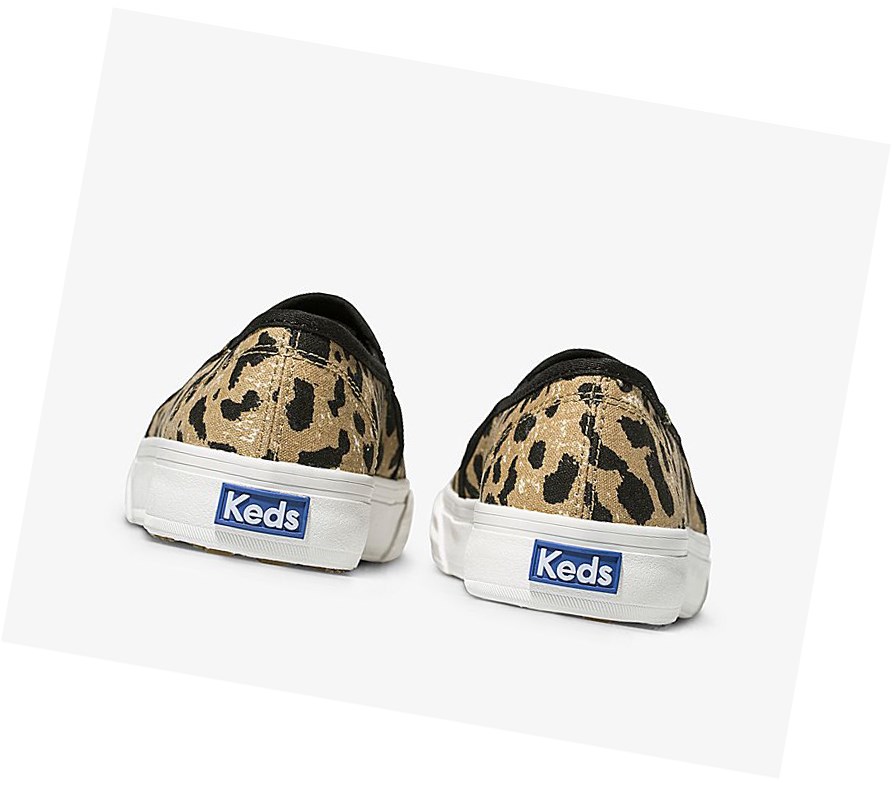 Keds Double Decker Leopard Scarpe Slip On Donna Marroni | JNWSO-0359