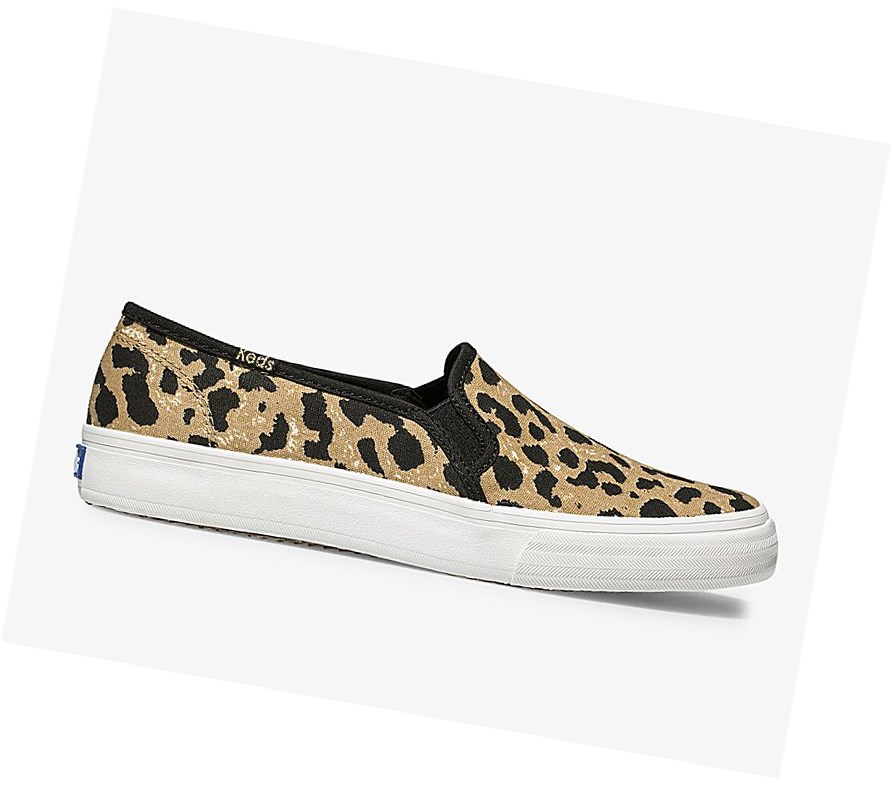 Keds Double Decker Leopard Scarpe Slip On Donna Marroni | JNWSO-0359